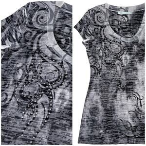 Y2K Maurices Burnout Bling Baby Tee Women S VTG Grunge Baddie Goth USA EUC